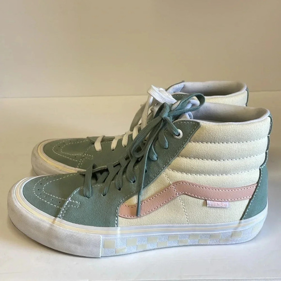 Vans Off The Wall Atlas 2 Green Pink Beige High Top Skateboard Athletic Shoes main image 11